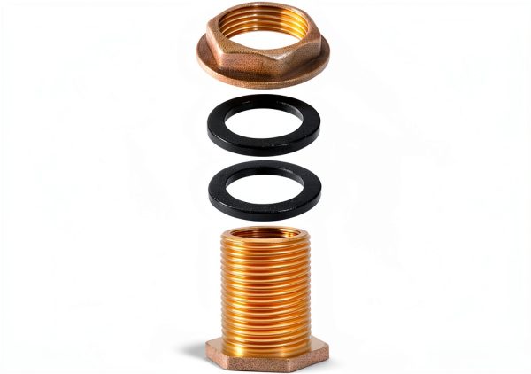 Female 1/2" NPT and Male 3/4" MHT Water Tank Connector FASSME Brass-3